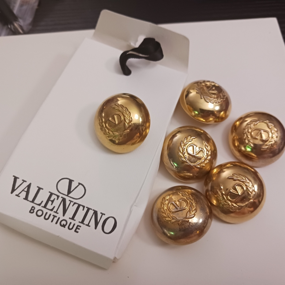 Valentino Gold Button Set Of 6 Made In Italy VINTAGE BRASS 28 mm